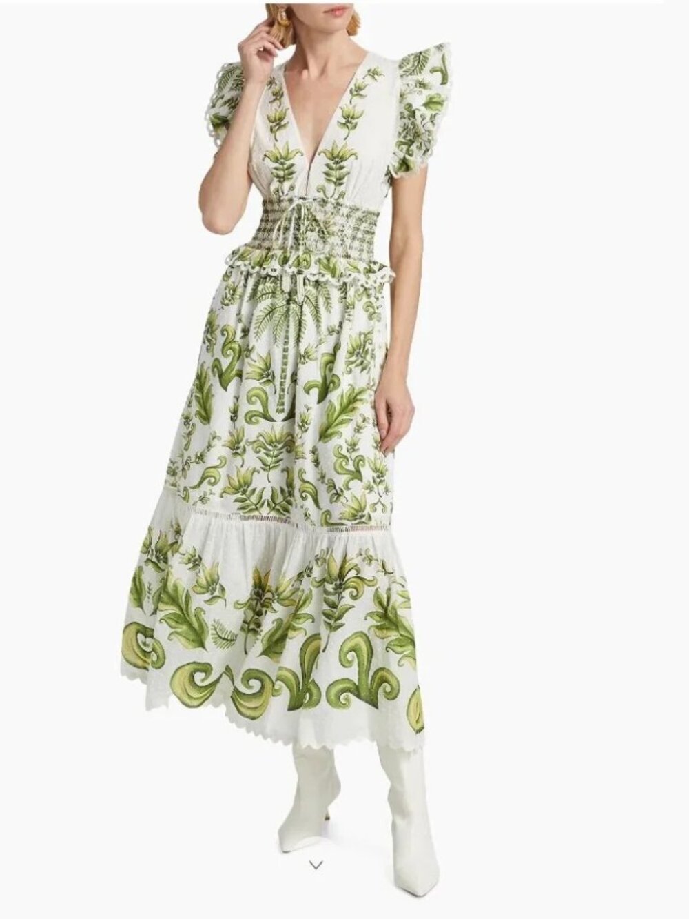 Farm Rio Milani Flutter Sleeve Floral Print Maxi Dress Size Large - Picture 3 of 10